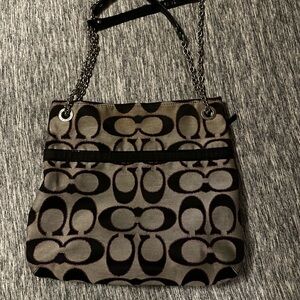 Coach Black and Gray Signature Shoulder Bag